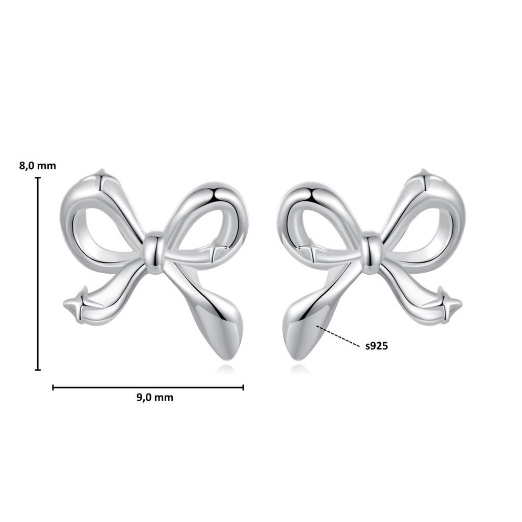 Silver minimalist bow stud earrings 925 silver