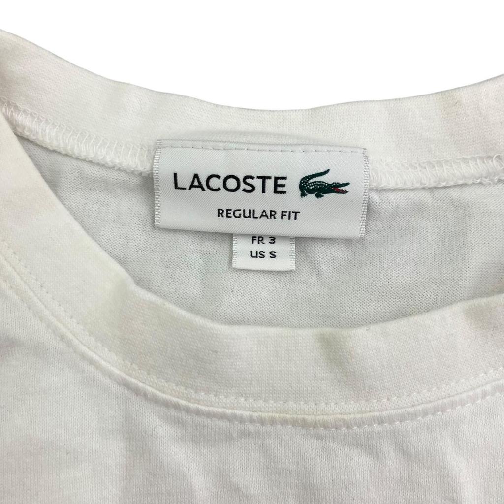 Used 186000 Current Item LACOSTE Big Croco Logo Embroidery White M Size Equivalent Men's