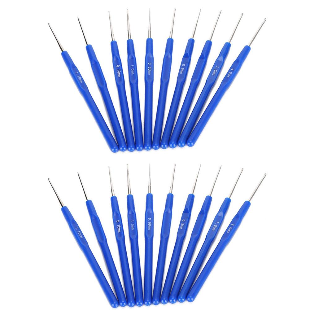 20 Peças Agulha de Crochê Agulha de Suéter Cabo Azul Fio Tecelagem Artesanato Ferramenta de Tricô Acessórios de Costura