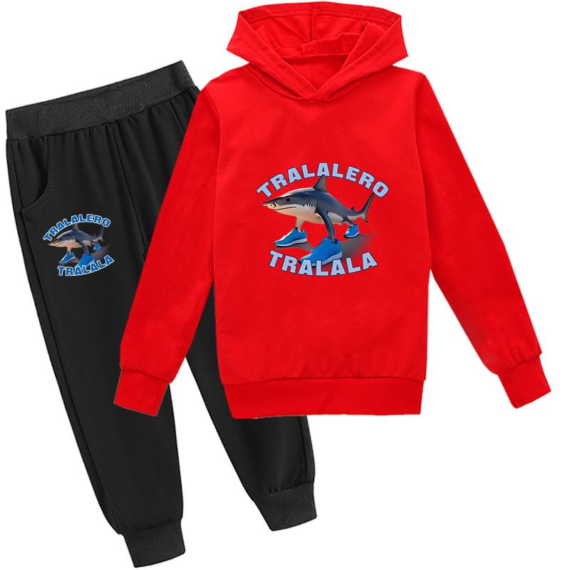 Tralalero Tralala Divertido Shark Meme Kids Clothes Hoodie+Pants 2pcs Set Toddler Boys Girls Tracksuit Children Outfits