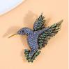 Elegant Vintage Hummingbird Brooch: Sparkling Diamond-Accent Women's Pin
