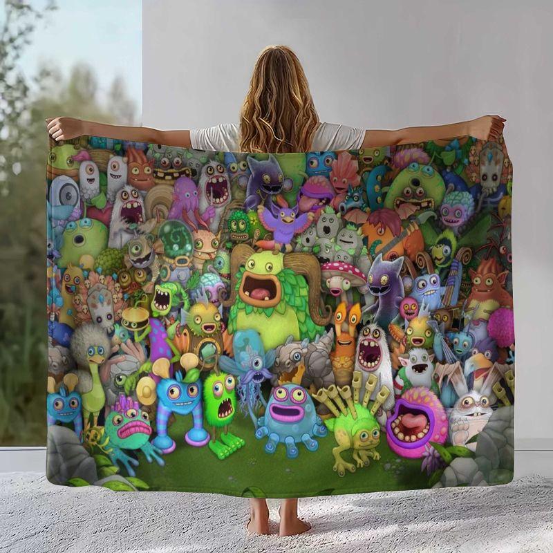 Music Game My Singing Monsters Flannel Blanket,Ultra Soft Warm Plush Throw for Home Bedroom Bed Sofa Cover Office Camping Picnic