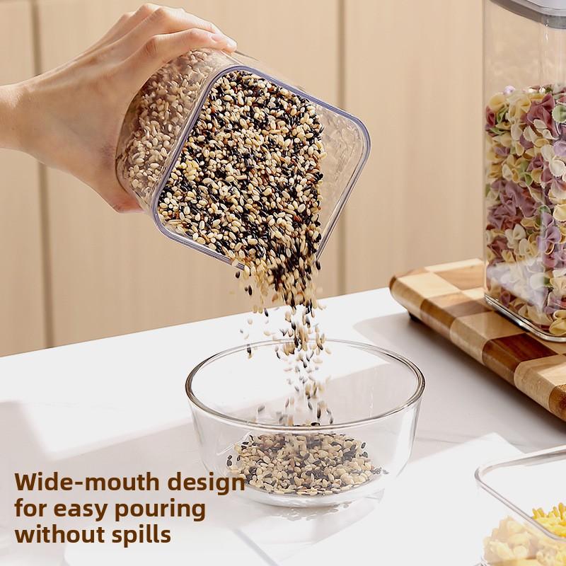 Kitchen Push-button Multi-grain Sealed Container for Food-grade Dried Fruits and Snacks Storage Plastic Storage Can