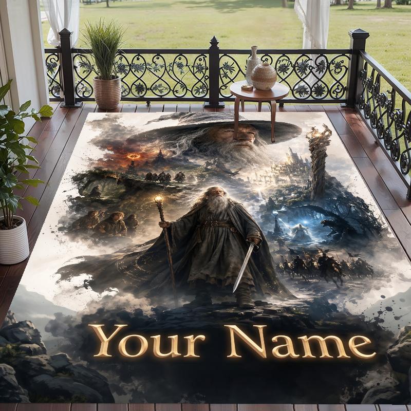Custom Name The Lord of the Rings Crystal Velvet Floor Rug Personalized Text Soft Carpet Home Decor