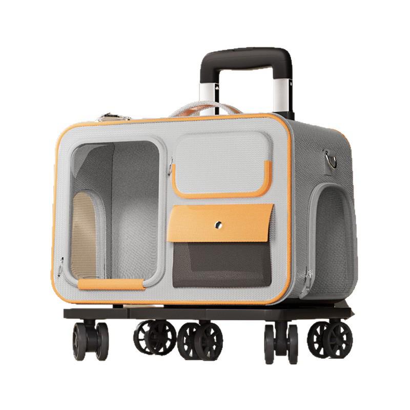 Large Capacity Pet Carrier Trolley Backpack: Portable Space Capsule for Cats & Dogs