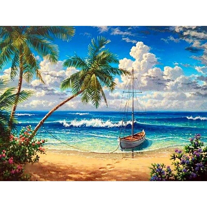 New 5D DIY Diamond Painting Scenery Diamond Embroidery Sea View Cross Stitch Full Round Drill Home Decor Manual Art Gift