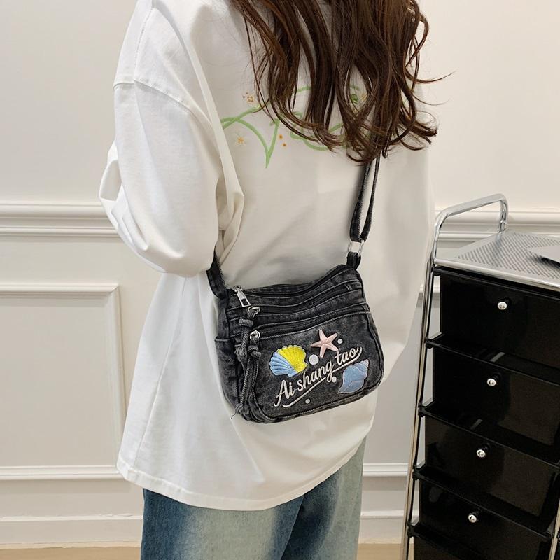 Bestickte Handytasche Jeans-Tasche Damen Umhängetasche