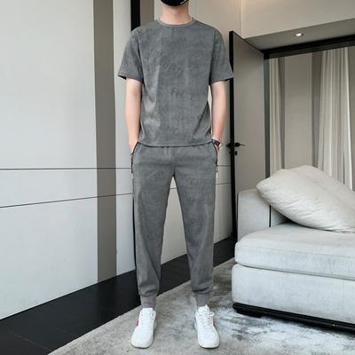 Men's Summer Wear A Set of Fashionable Personalized Trend Breathable Sports and Leisure Suit