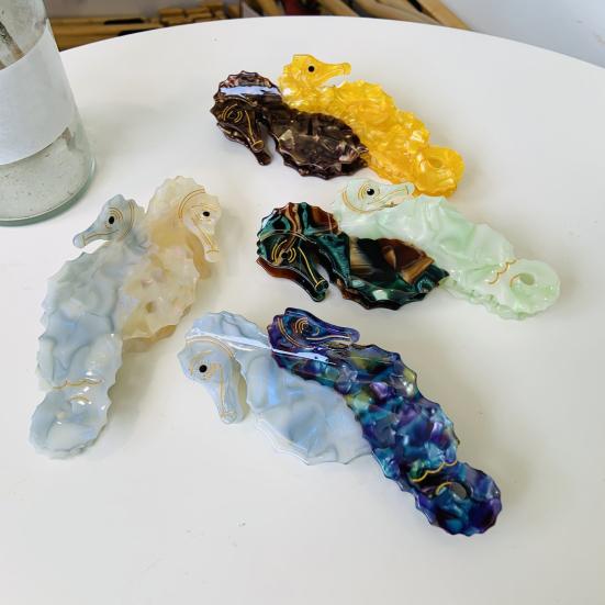 Women Hair Claw Ocean Series Dolphins Whales Shape Acetic Acid Hair Clip Large Size Back Head Hair Claw