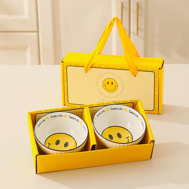 Smiling Life Cartoon Ceramic Bowl Gift Set