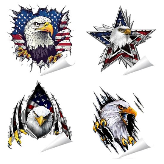 Yousheng American Bald Eagle Wall Decal Patriotic Eagle Crack Truck Decal Removable Waterproof Bumper Sticker for Cars Vehicles Trucks Laptops Windows