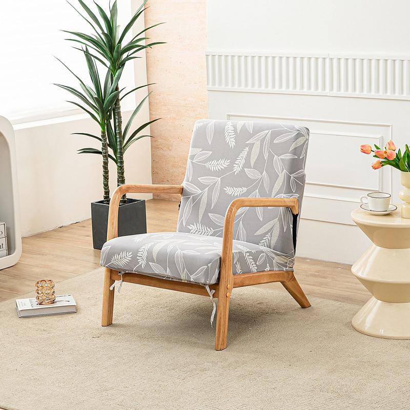 Home Decor Armchair Slipcover Elastic Chair Cover Zipper Stretch Wooden Arm Chair Cover Protector Removable Seat Cover