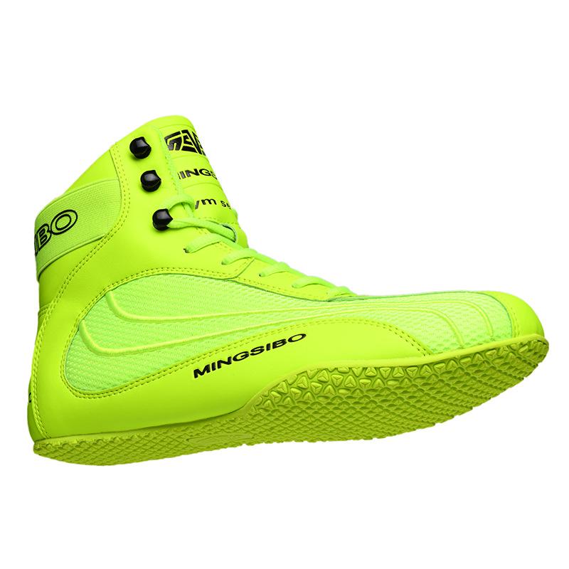 Mid Cut Pro Small Size Wrestling Boots Yellow Pink Sport Sneakers for Boxing and Training Outdoors Large Size
