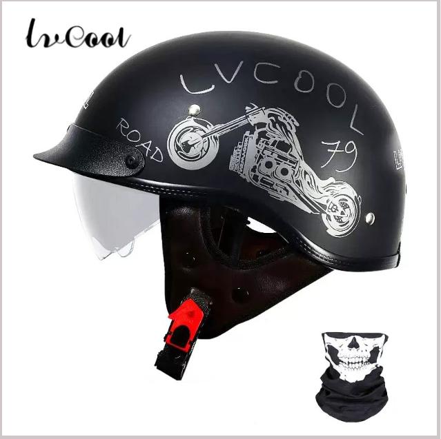 3C Certified Half Helmet Vintage Motorcycle Helmet Harley Motorcycle Helmet Electric Vehicle Bucket Helmet