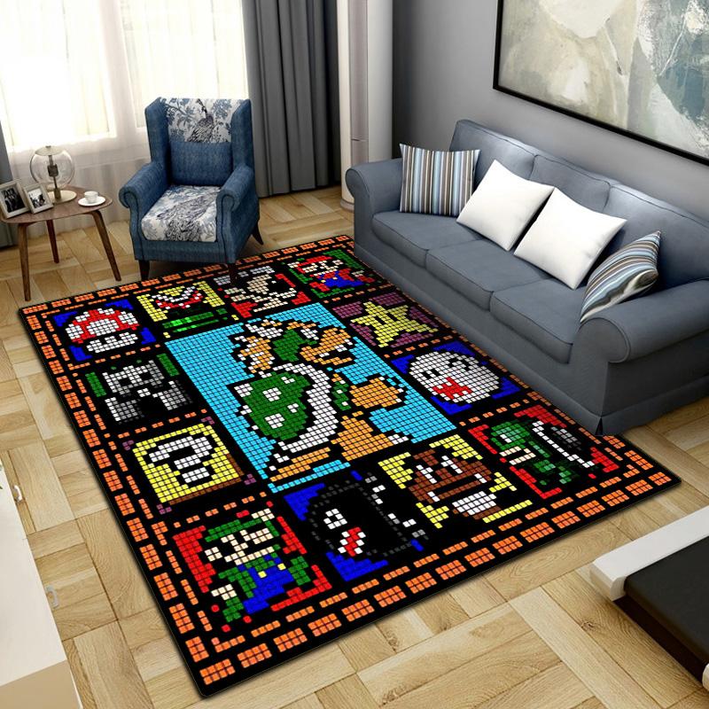 Mario Bros Print Rug Living Room Home Fashion Decoration Office Desk Chair Carpet LXR99