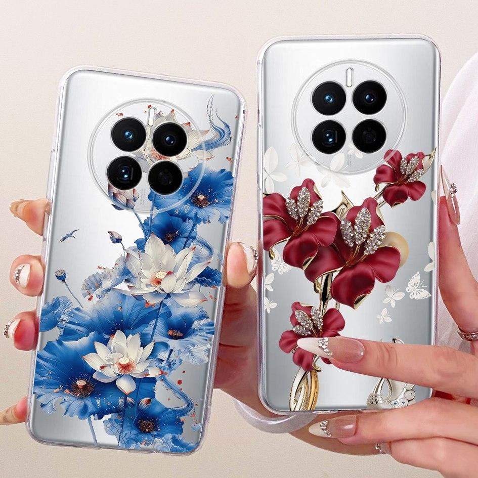 For Huawei Mate 50 Case Mate 50 Pro Cover Popular Butterfly Flower Soft Clear Silicone Phone Covers For Huawei Mate50 50E Fundas