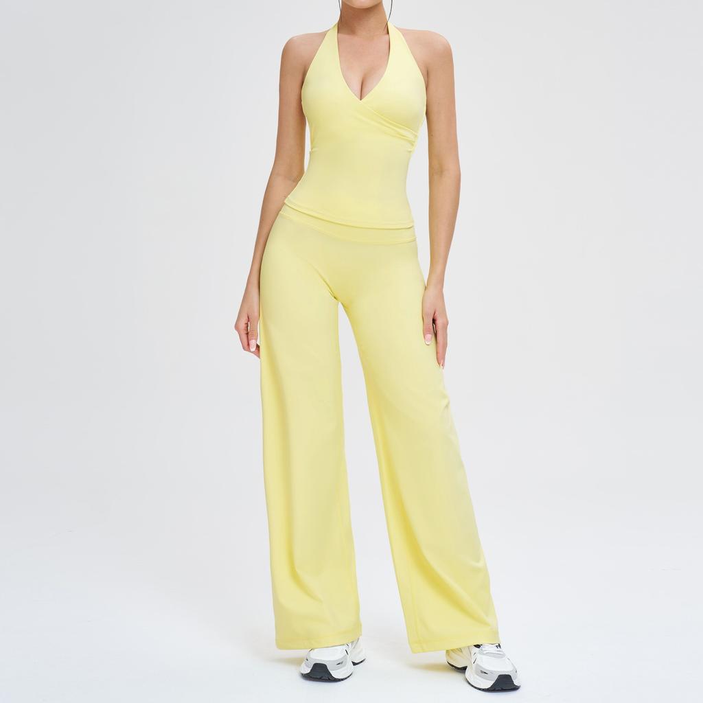 JYL Quick Dry Brushed Yoga Set Hollow Back High Waist Outfit