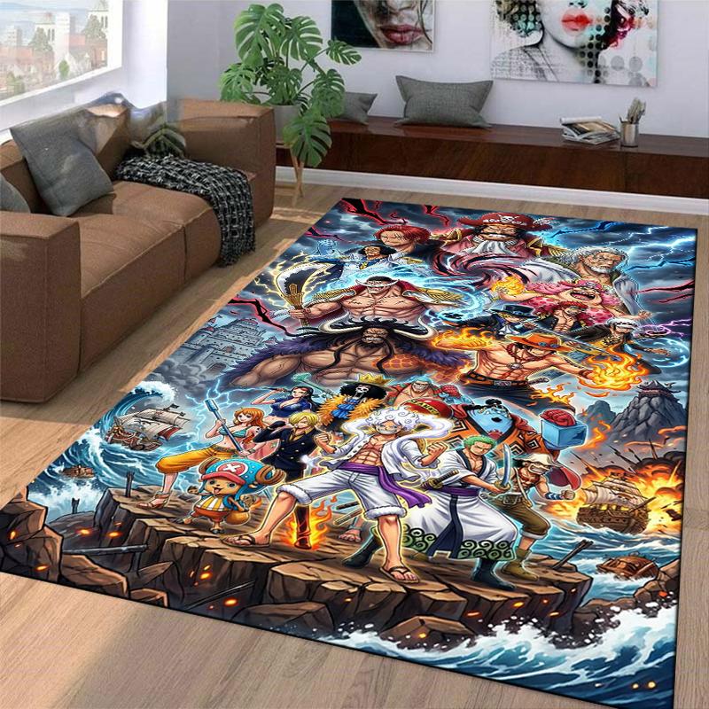 Anime Pirate Characters Carpet with Colorful Battle Scene Design Suitable for Use As an Anti-slip for Living Room Bedroom Sofas