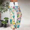 Women's Drawstring Elastic Waistband Wide Leg Color Matching Floral Printed Casual Pants
