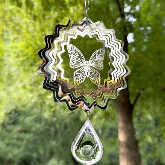Yousheng Stainless Steel Reflective Wind Spinners, Outdoor Garden Decor, Sparkly Wind Spinner, Bird Deterrent to Scare Birds Away from Yard