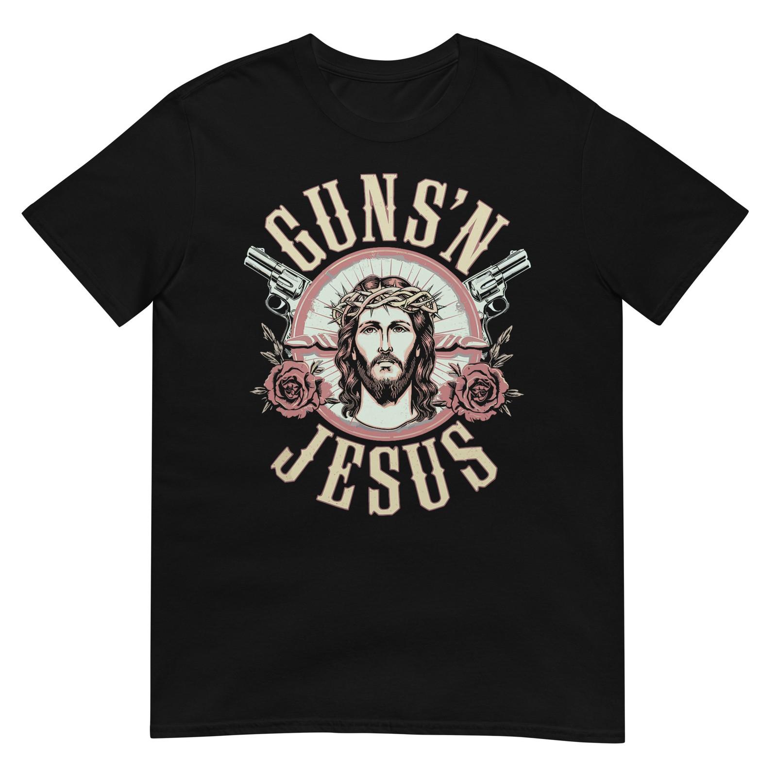 Guns n Jesus, Christian Revolver Gun Lover T-Shirt XXL