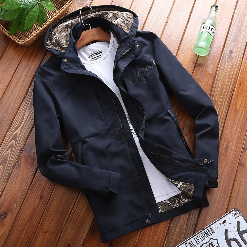 Mens Quick-Dry Outdoor Casual Jacket With Hood Lightweight Windbreaker Hiking Travel