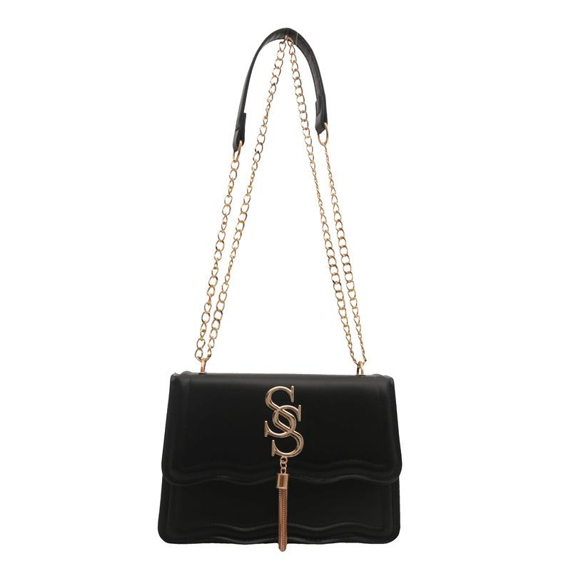 

Текстурированная цепочка с бахромой в виде букв небольшая квадратная сумка 2024 года, летняя новая модная сумка через плечо женская сумка через плечо чёрный