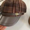 English Plaid Octagonal Hat Children Autumn and Winter Woolen Beret Literary Retro Versatile Face Small Newsboy Painter Hat