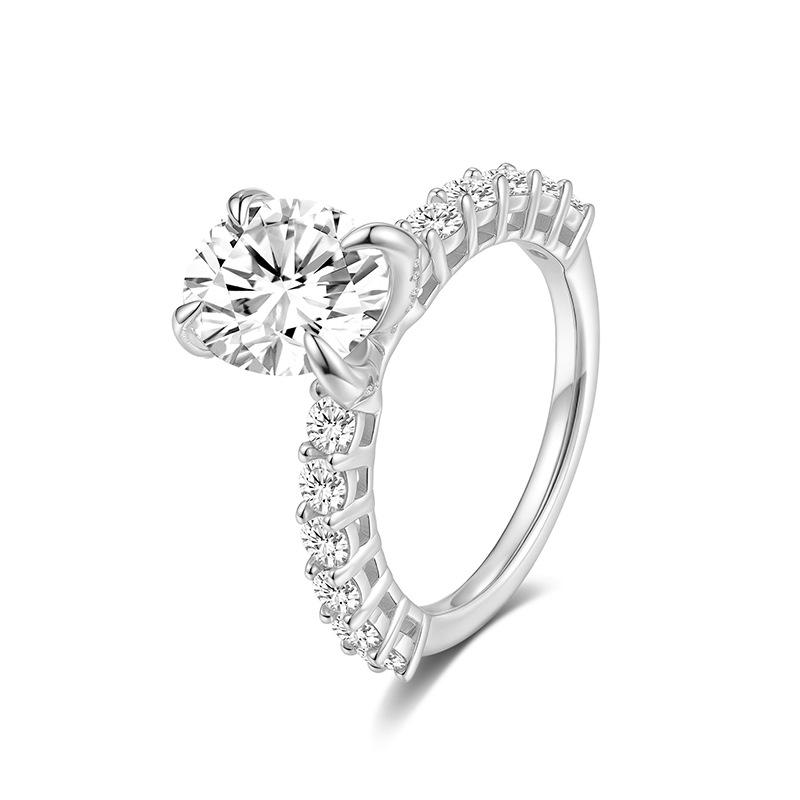 18K Gold Platin Ovaler Moissanit Verlobungsring S925 Silber Mikro-Inlay Pavé Seitenstein Damen Luxus Hochzeits Versprechensring