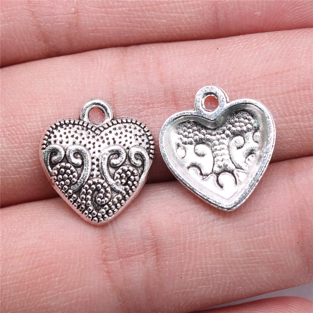 20pcs Hearts Charms Antique Silver Color Small Heart Charms Jewelry DIY Heart Charms For Bracelet Making