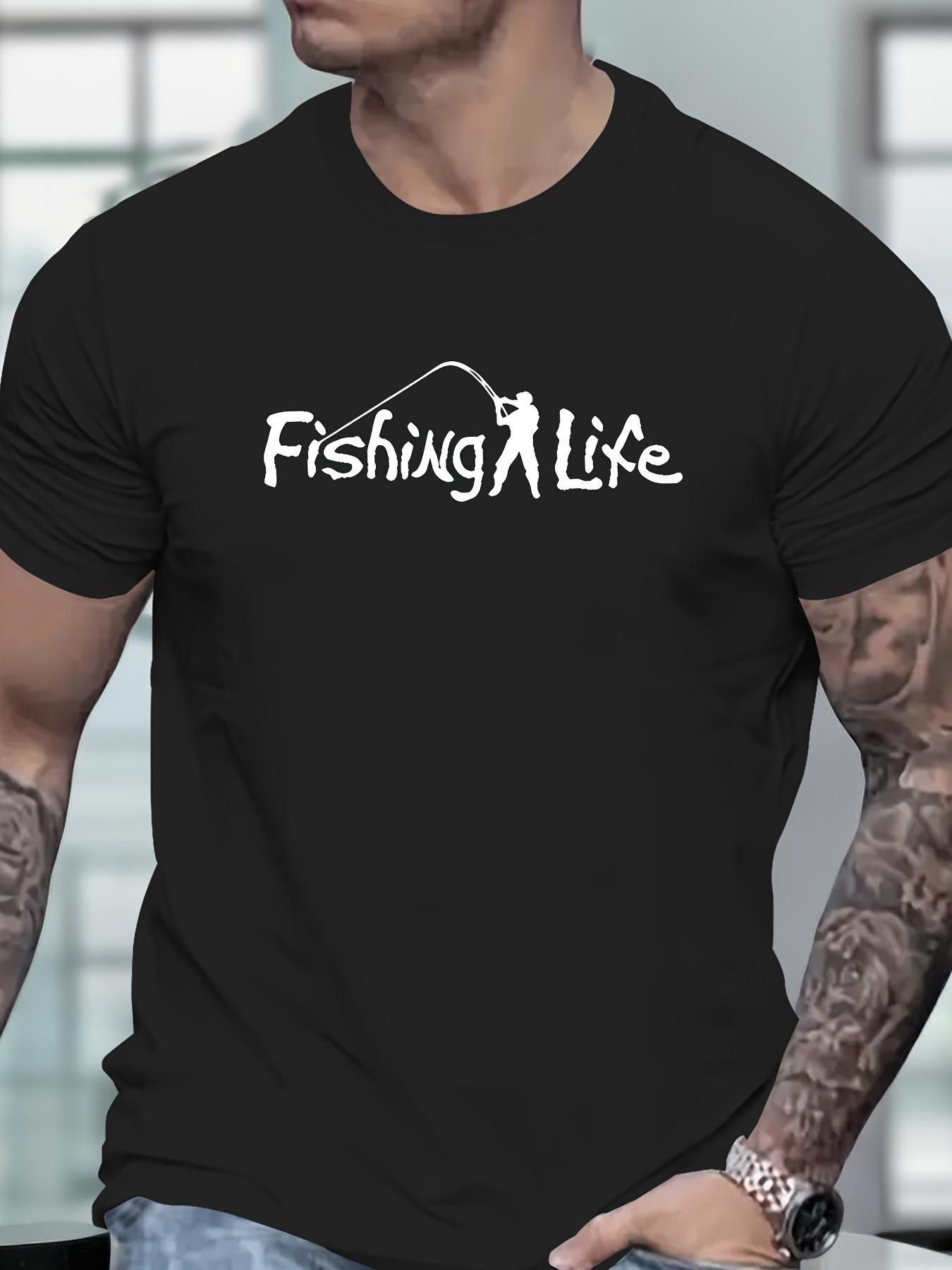 

Футболка с принтом Fishing Life, футболки для мужчин, повседневная футболка с коротким рукавом на лето XXXXXL чёрный