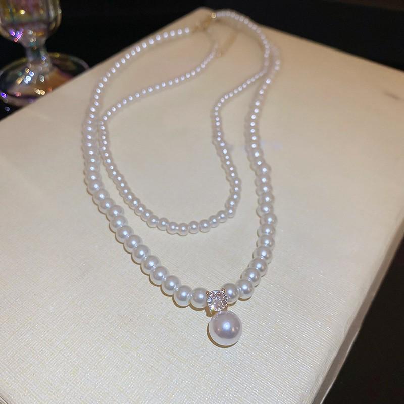 Elegante französische doppelreihige Perlenkette: Vielseitige, hochwertige Schlüsselbeinkette