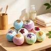 Soothing Bath Bombs 100G Dry Flowers Bombs, Lavender Rose Calendula Essential Natural Ingredients Oils Fizzies Ball, Relaxation Spa Skin Moisturizing
