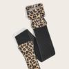 Retro Wide Waistband for Women Elegant Wild Style Belt with Leopard Print Retro Wide Girdle Belt Stylish Accessory