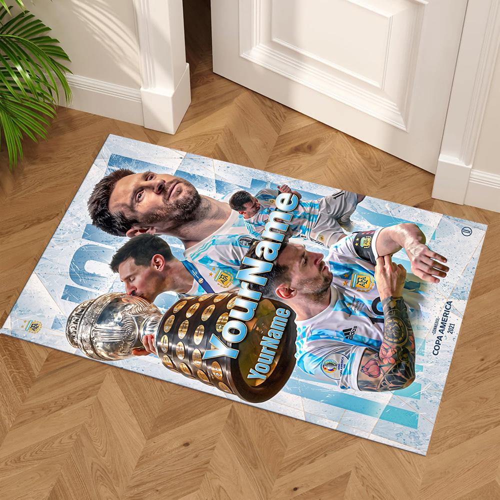 Messi Customize Your Name Carpet Design for Bedrooms Decorate room Outdoor Game Room Antislip Carpet Anime Office Decor Wedding Party Gift