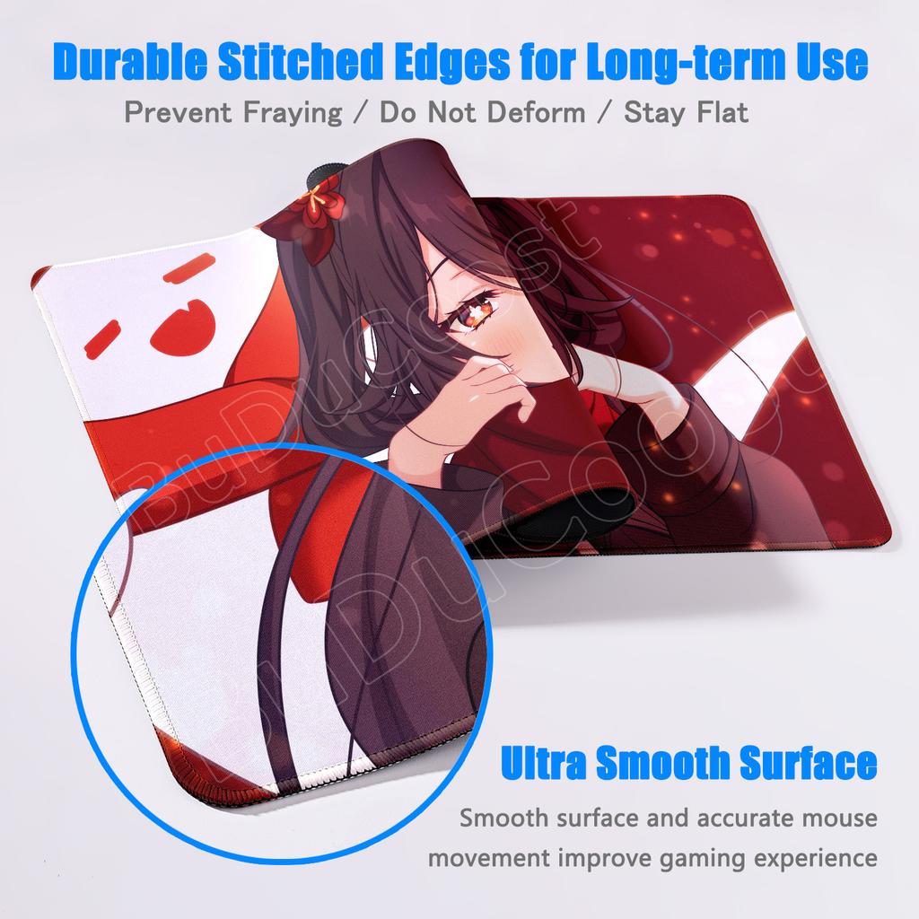 HD Genshin Impact Hu Tao Game Mousepad PC Gaming Accessories Laptop Pad Non-Slip Rubber Soft Edge locking XXL Large Keyboard Mat