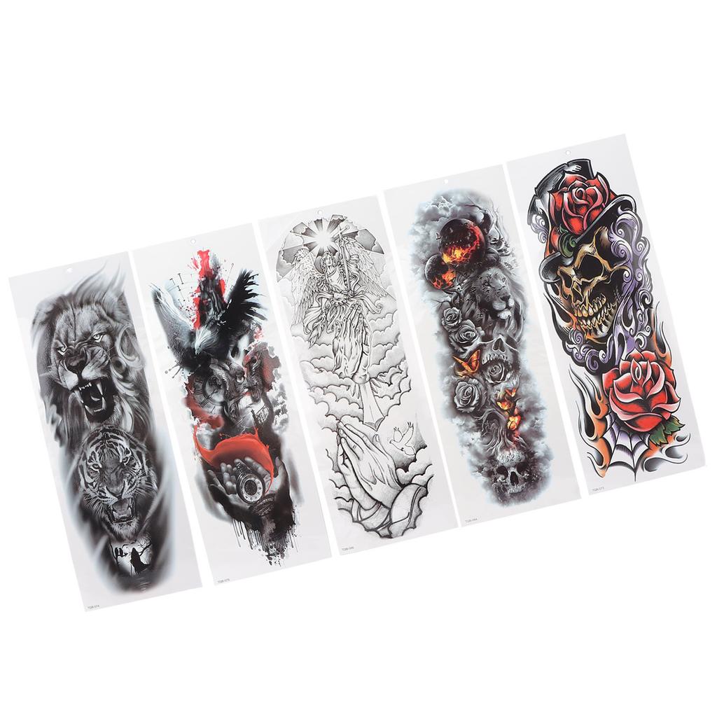 5 Pcs Large Arm Tattoo Sticker Temporary Waterproof Fake Tattoos Stickers for Women Men