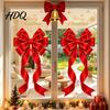Holiday Window Decorations Static Glass Sticker Christmas Theme Bow Pattern Print Removable Film Electrostatic PVC for Home And Store Doors