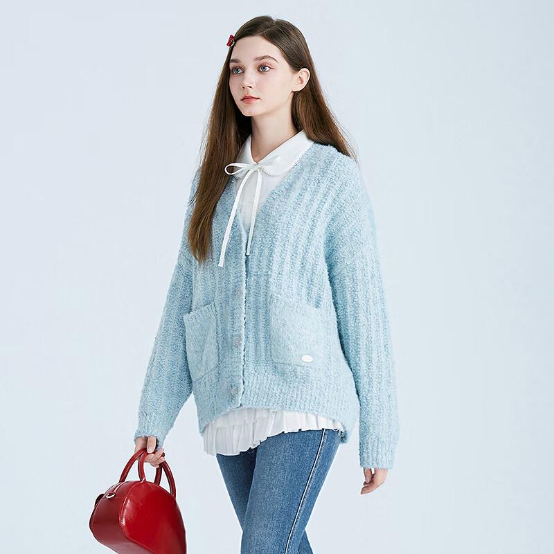 LEDIN Textured V-neck Cardigan