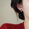 Natural freshwater pearl earrings, red pearl earrings, autumn and winter high-end feeling, New Year earrings