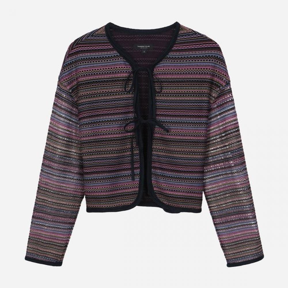 

Thursday Island Stripe Tie Blouse T262mbl134w Purple (PU)/S