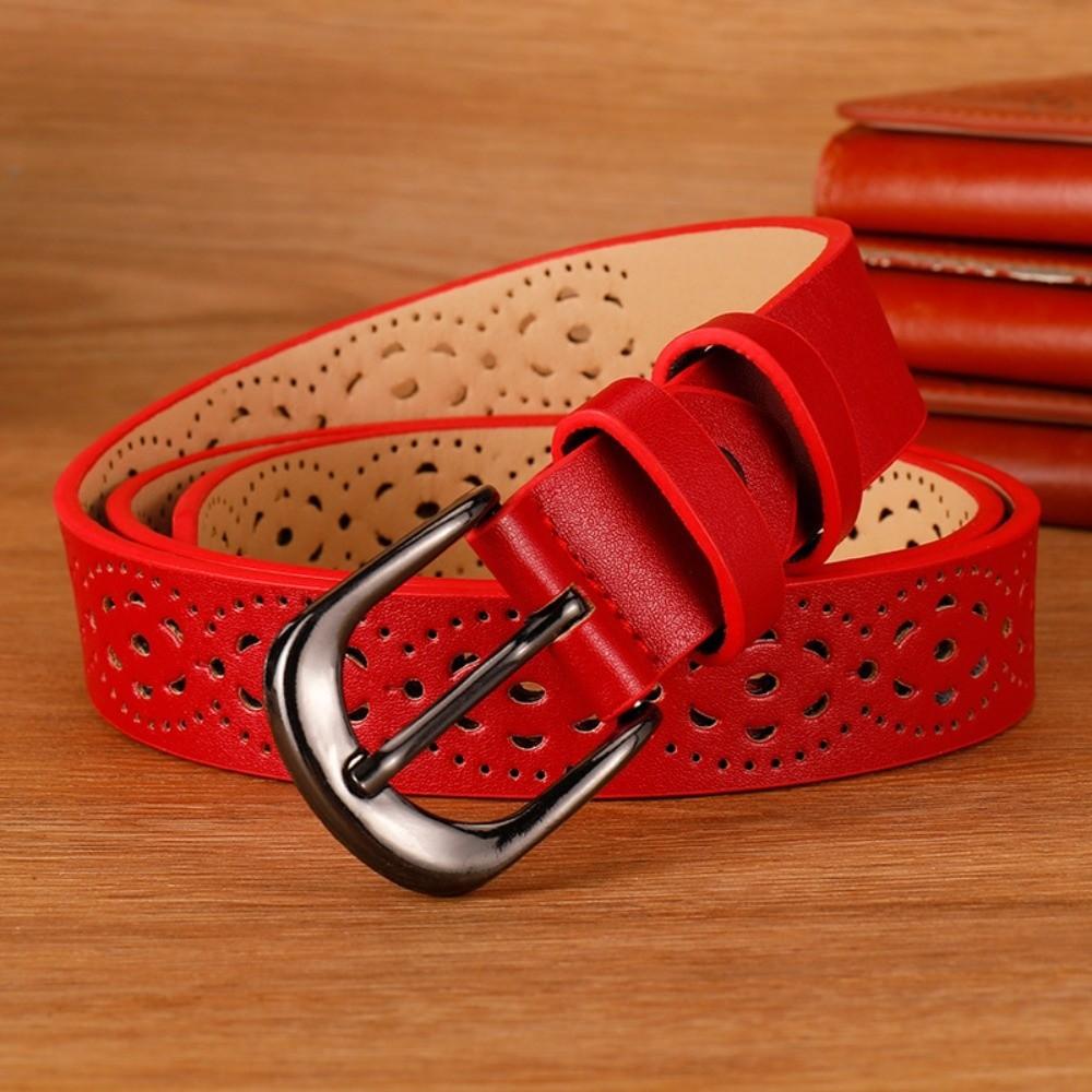 Hollow Vintage Pin Buckle Strap Genuine PU Leather Luxury Female Waist Belt  Jeans Accessories