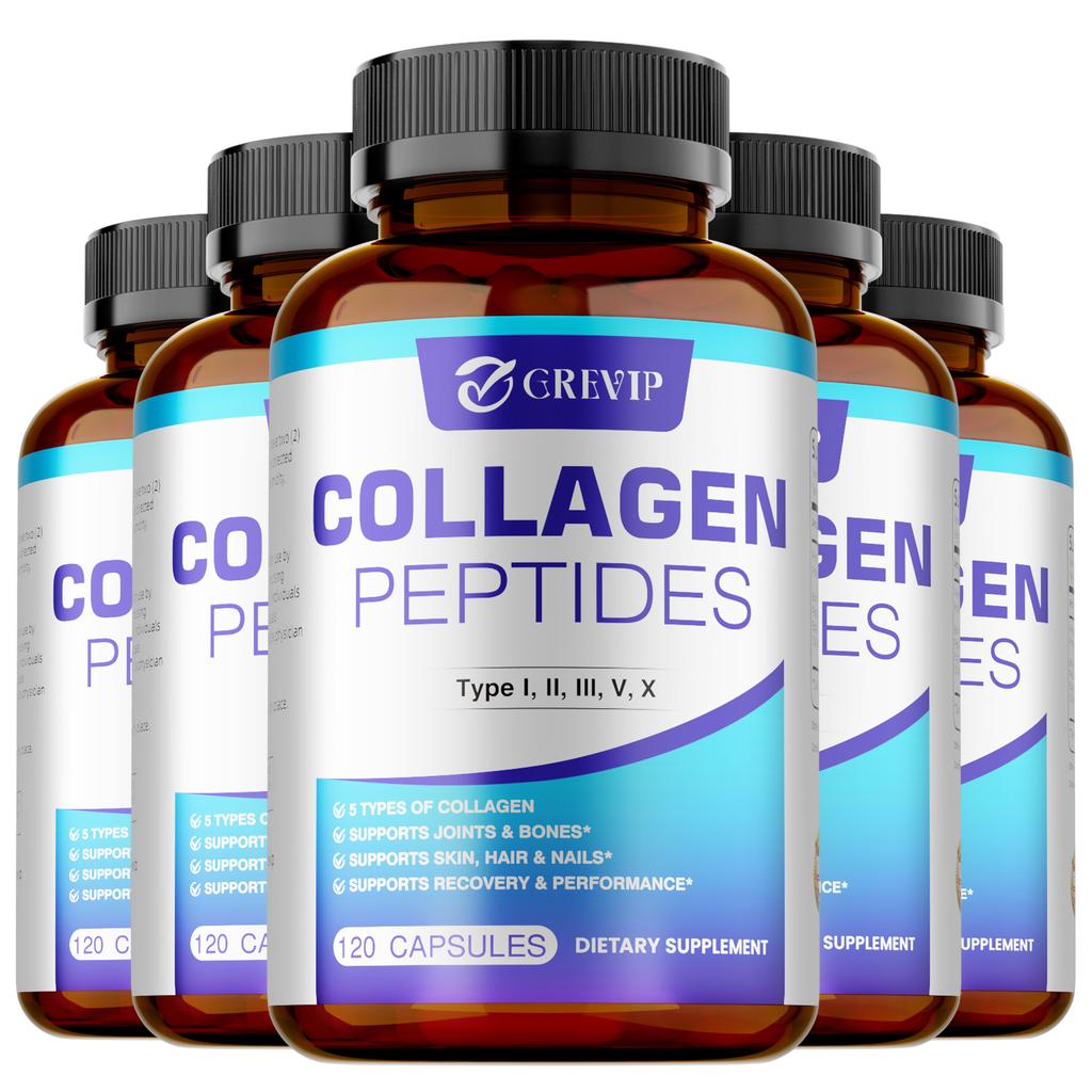 Premium Collagen Capsules, Various Types of Hydrolyzed Collagen Supplements, for Skin Care and Joint Health.