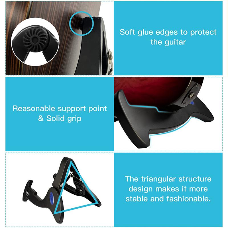 Katlanabilir A-Çerçeveli Enstrüman Standı - Mükemmel Kaymaz Stabilite, Tüm Boyutlardaki Akustik ve Elektrik Gitarlar İçin Taşınabilir ABS Stand