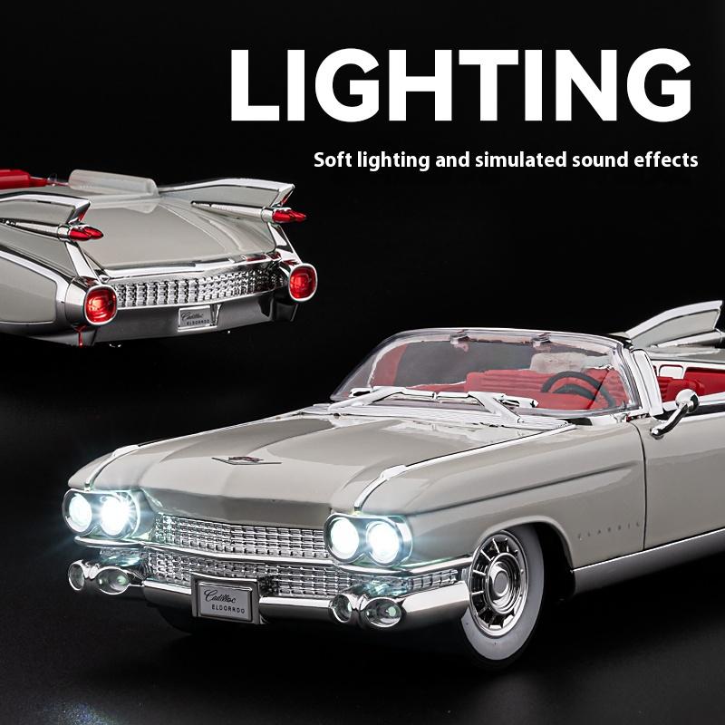 1/24 Cadillac Eldorado 1959 Alloy Sports Car Model Metal Die Cast Sound and Light Pull Back Boy Gift Ornament Halloween Toys