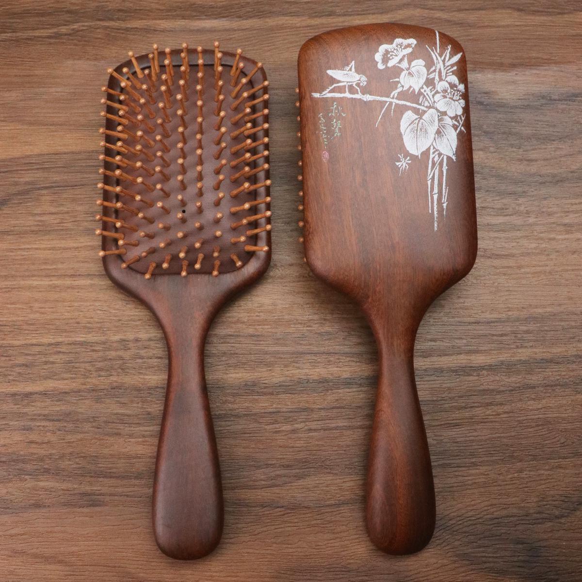 

Золотой шелковый сандал расческа для укладки волос с воздушной подушкой - Деревянный массаж кожи головы и подарочная коробка для улицы