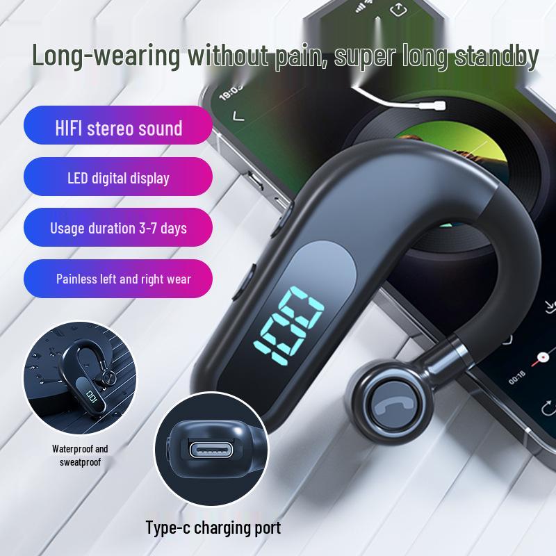 New Wireless Bluetooth Over-Ear Headset with Digital Display, Long Battery Life, and Large Standby Capacity