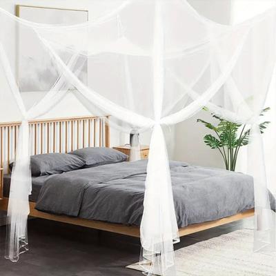 Double Bed Mosquito Net Fine Mesh Canopy Breathable 4 Corner Summer Bed Curtain for Indoor Outdoor Family Dormitory Use