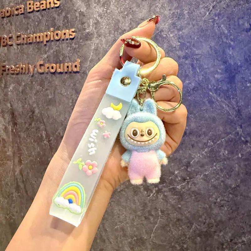 New 1Pc Labubu Kawaii Sheep Keychain Cartoon Cartoon Three-dimensional Doll Students Schoolbag Pendant Car Key Chain Gifts for Children