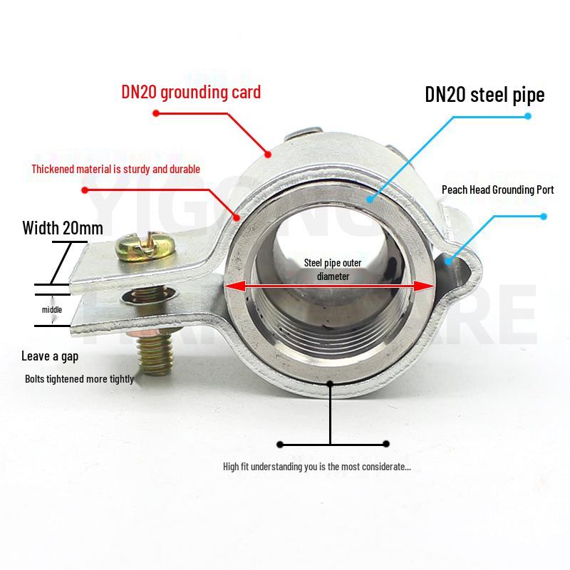 DN20 Thickened Galvanized Pipe Clamp: 304 Stainless Steel Grounding Clip for Nuclear Power Standards